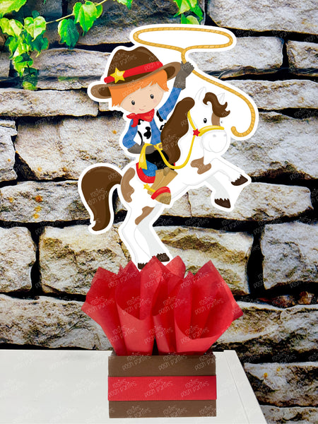 Western Cowboy Theme | Cowboy Birthday | Western Baby Shower | Red Cowboy Theme Centerpiece Decoration INDIVIDUAL