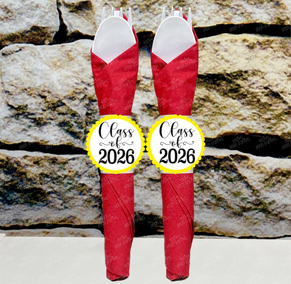 Red Yellow Graduation Theme | Grad Night Party | Graduation Party Favor | Napkin Wrapped Utensil Kits | Hight School College University Class of 2026