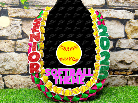 Softball Sports Graduation Lei | Promotion Gift Lei | Sports Senior Night Gift Lei | Braided Ribbon Lei | Graduation Ribbon Lei | Graduate
