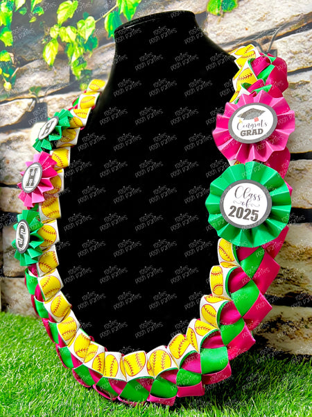 Graduation Lei | Baseball Lei | Senior Night Gift Lei | Braided Ribbon Lei | Graduation Ribbon Lei | Graduate Lei | Sports Lei