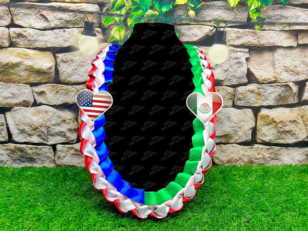 Graduation Lei | Mexico USA Flag Lei | Senior Night Gift Lei | Braided Ribbon Lei | Graduation Ribbon Lei | Graduate Lei | Country Lei
