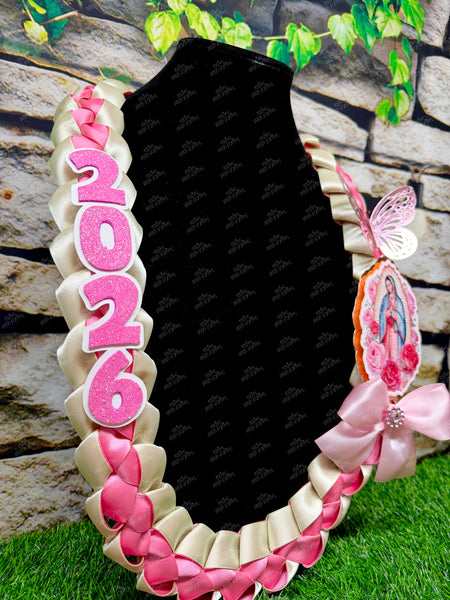 Virgencita de Guadalupe Lei | Lady of Guadalupe Graduation | Senior Graduation Gift | Promotion | Satin Ribbon | Braided Lei