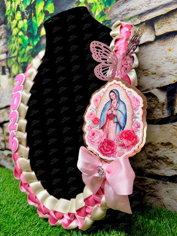 Virgencita de Guadalupe Lei | Lady of Guadalupe Graduation | Senior Graduation Gift | Promotion | Satin Ribbon | Braided Lei