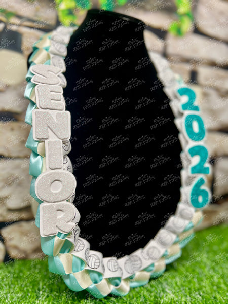 Volleyball Sports Graduation Lei | Promotion Gift Lei | Sports Senior Night Gift Lei | Braided Ribbon Lei | Graduation Ribbon Lei | Graduate