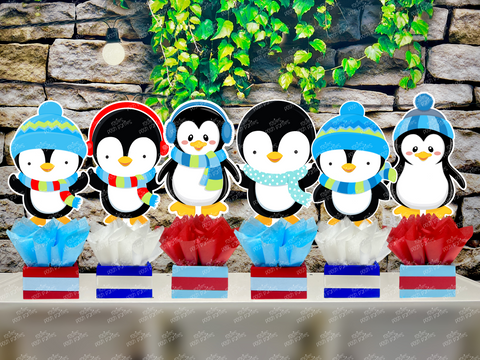 Penguin Birthday Theme | Winter Wonderland Centerpieces | Arctic Theme Party | Winter Penguin Snowmen Birthday Baby Shower Theme INDIVIDUAL