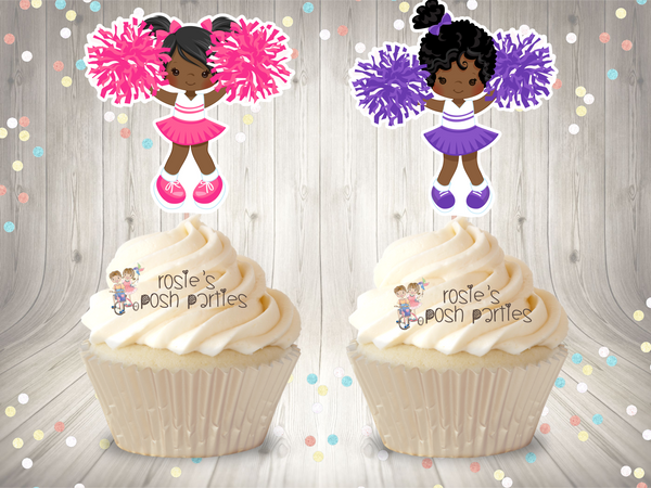 Cheerleader Birthday Theme Cupcake Toppers