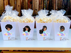 African Mermaid Theme Party Popcorn Favor Bins SET OF 12