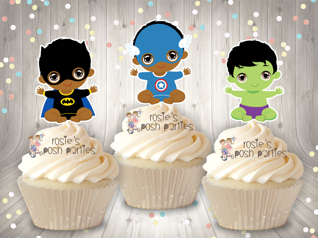 African American Birthday or Baby Shower Theme Cupcake Topper Favors