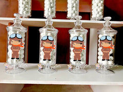 Airplane Pilot Aviator Birthday Baby Shower Apothecary Party Favor Jars SET OF 12