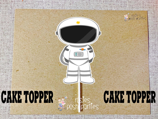 Outer Space Astronaut Boy Theme Cake Topper
