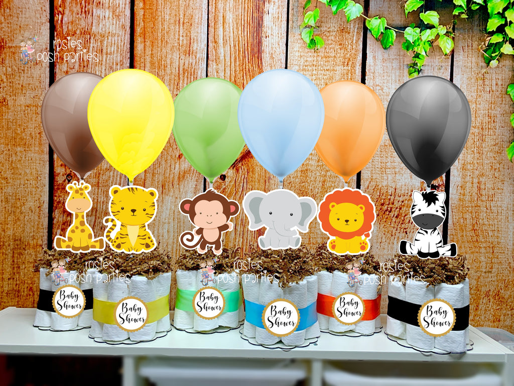Baby Jungle Safari Baby Shower Theme Diaper Cake Centerpieces SET OF
