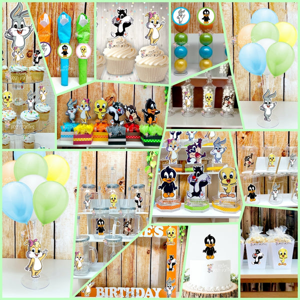 Baby Looney Tunes Theme Balloon Cluster Centerpiece Decoration SET OF 6