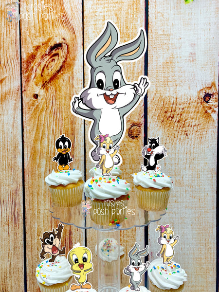 Baby Looney Tune Baby Shower Theme Cupcake Stand Toppers