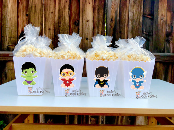 Baby Super Hero Theme Popcorn Favor Bins