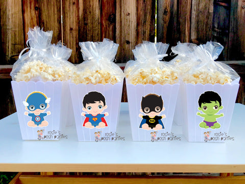 Baby Super Hero Theme Popcorn Favor Bins