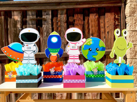 Outer Space Blast Off Theme Birthday Baby Shower Party Centerpiece Decoration SET OF 6