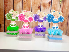 Cheerleader Birthday Theme Blonde Hair Cheerleader Centerpiece Decoration SET OF 4