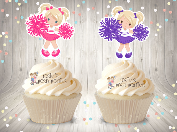 Cheerleader Birthday Theme Cupcake Toppers