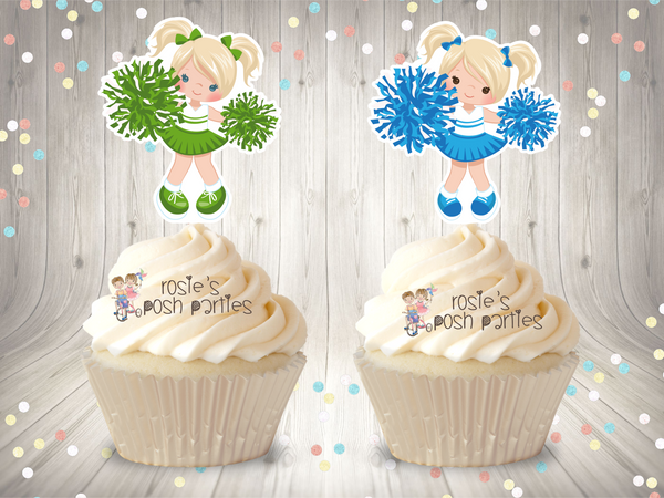 Cheerleader Birthday Theme Cupcake Toppers