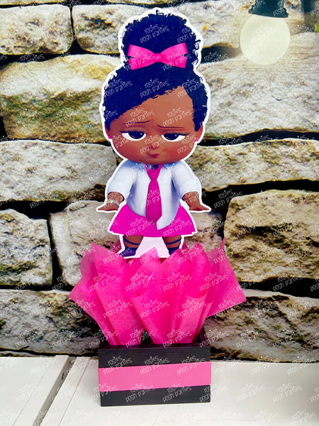 Boss Baby Pink Girl Suit Baby Shower Birthday Centerpiece Decoration