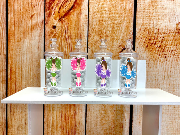 Cheerleader Birthday Theme Apothecary Favor Jars