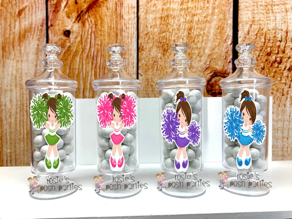 Cheerleader Birthday Theme Apothecary Favor Jars