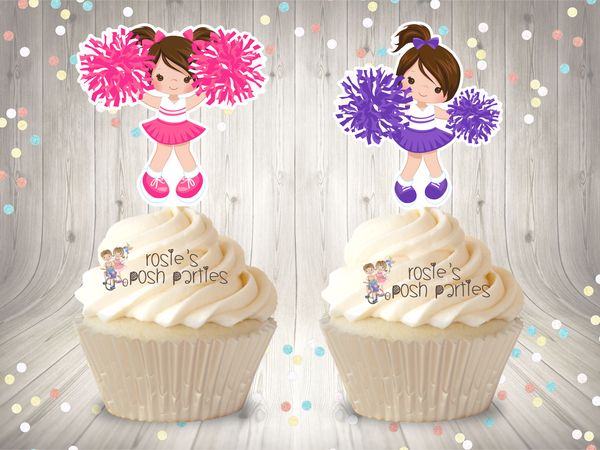 Cheerleader Birthday Theme Cupcake Toppers