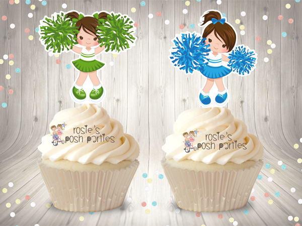 Cheerleader Birthday Theme Cupcake Toppers