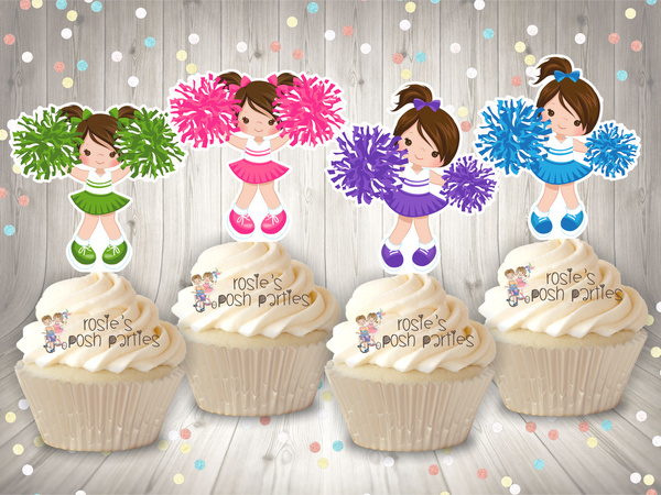 Cheerleader Birthday Theme Cupcake Toppers