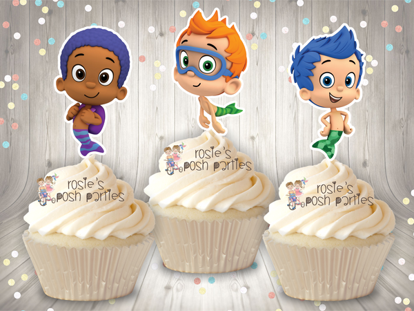 Bubble Guppies Birthday Theme Cupcake Toppers