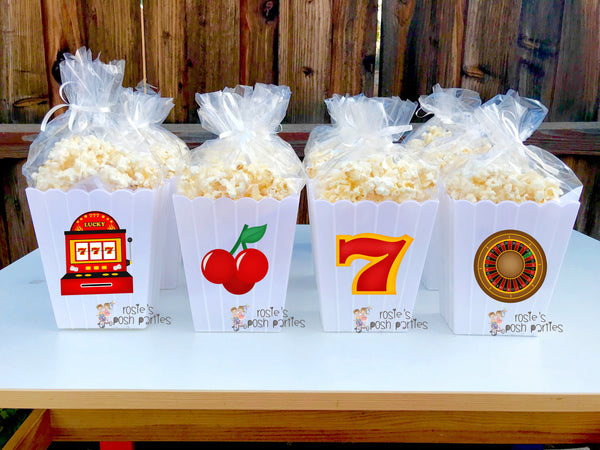 Casino Night Theme Party Popcorn Favor Bins