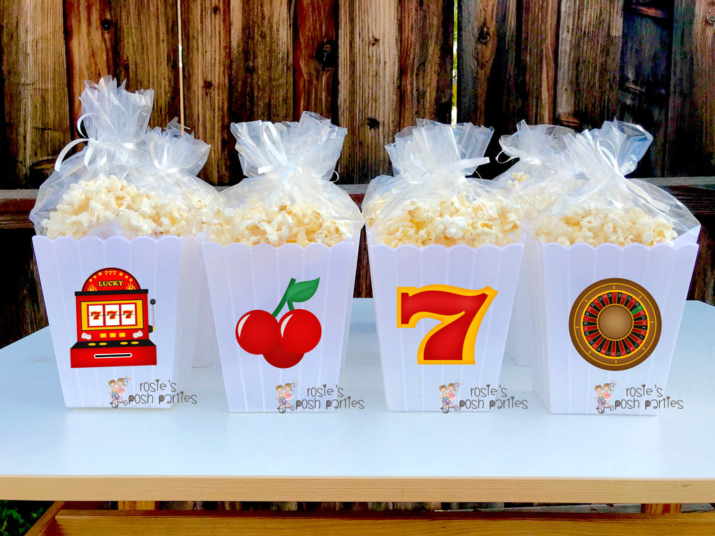 Casino Night Theme Party Popcorn Favor Bins