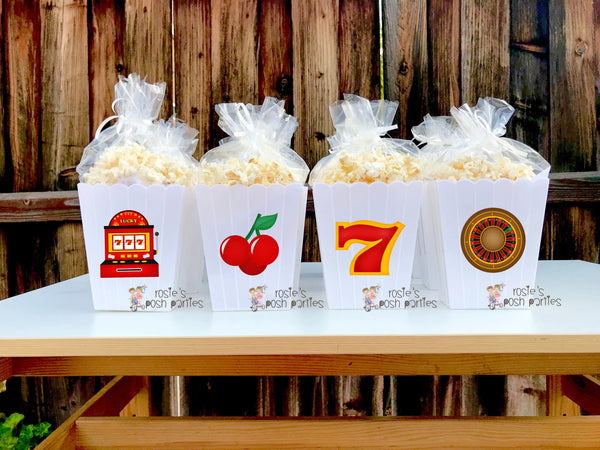 Casino Night Theme Party Popcorn Favor Bins