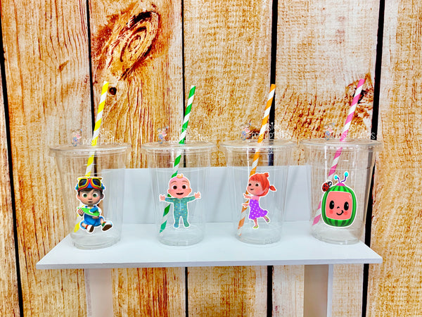 Cocomelon Birthday Theme Cups and Straws