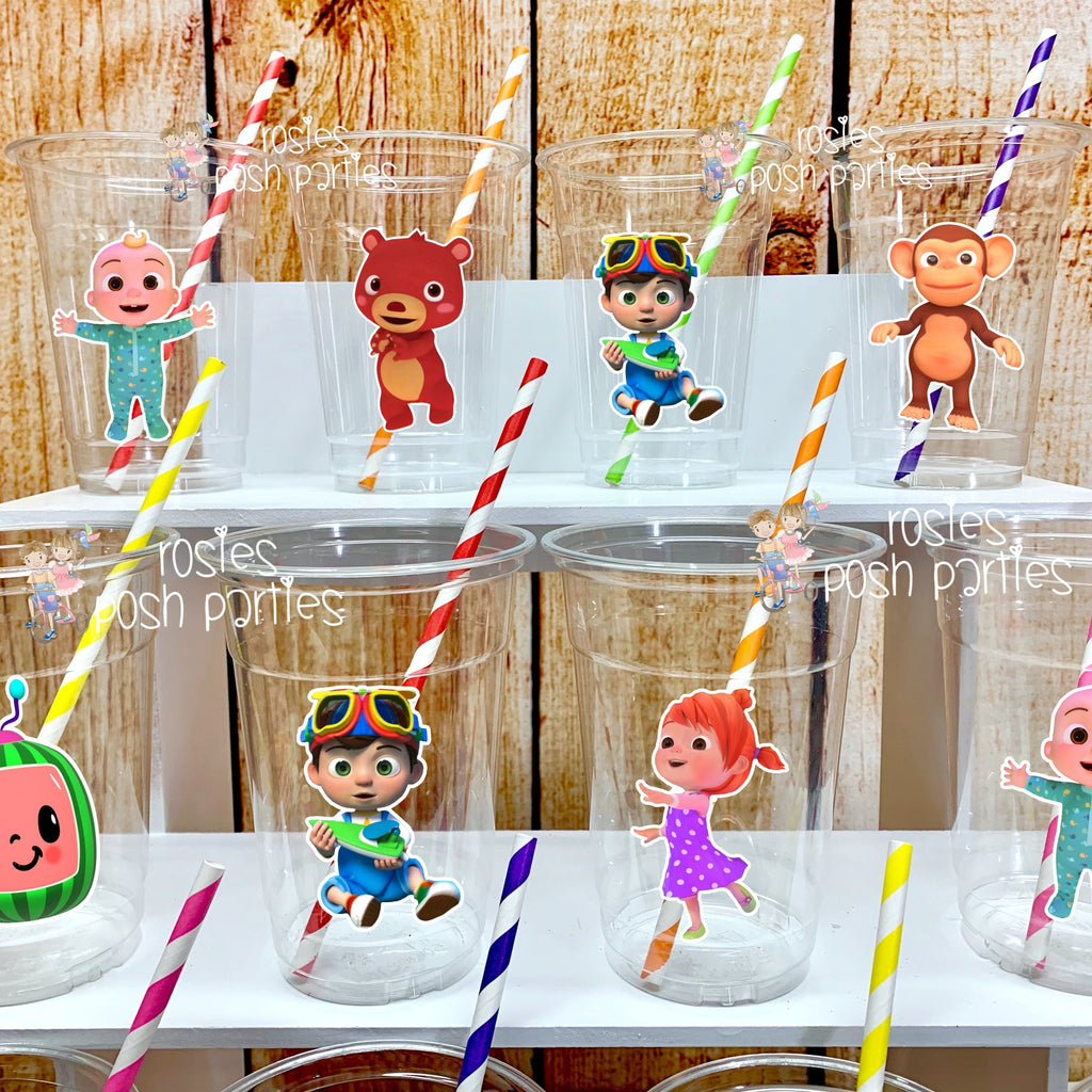 Cocomelon Birthday Theme Cups and Straws