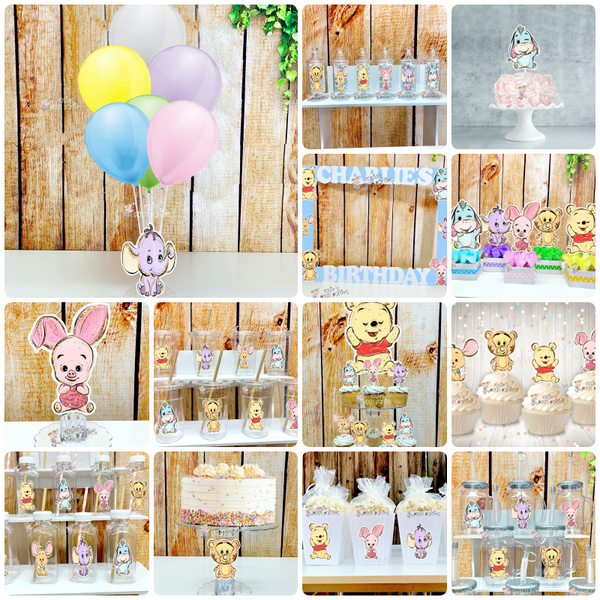 Winnie the Pooh Birthday or Baby Shower Theme Mason Jar and Straw Favors