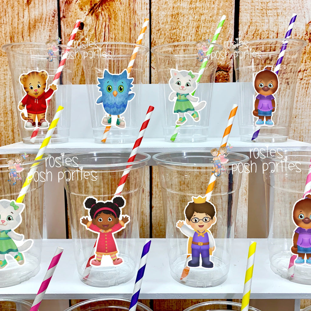 Daniel Tiger Birthday Theme Cup and Straw Party Favors SET OF 12