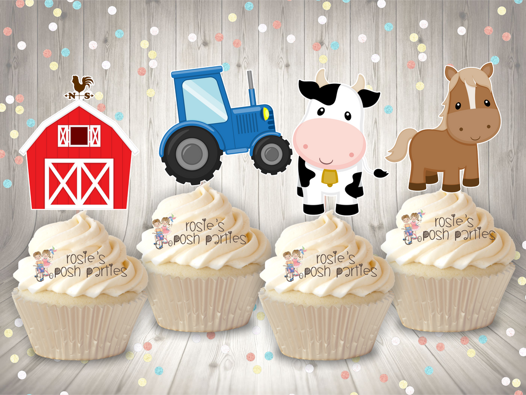Farm Theme Birthday Baby Shower Cupcake Topper Rosie's Posh Parties