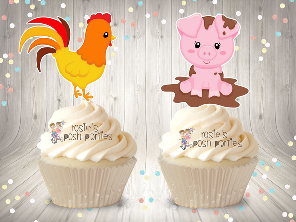 Farm Theme Birthday Baby Shower Cupcake Topper SET OF 12
