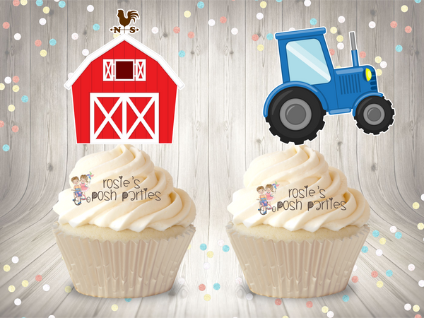 Farm Theme Birthday Baby Shower Cupcake Topper SET OF 12