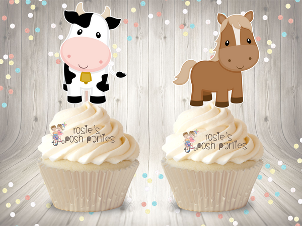 Farm Theme Birthday Baby Shower Cupcake Topper SET OF 12