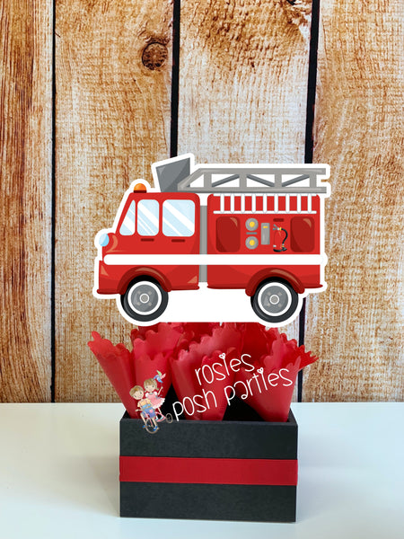 firefighter birthday theme centerpiece decoration