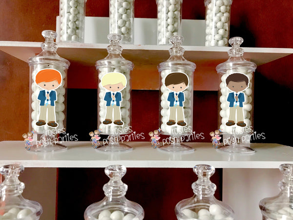 First Communion Boy Theme Apothecary Jar Favors