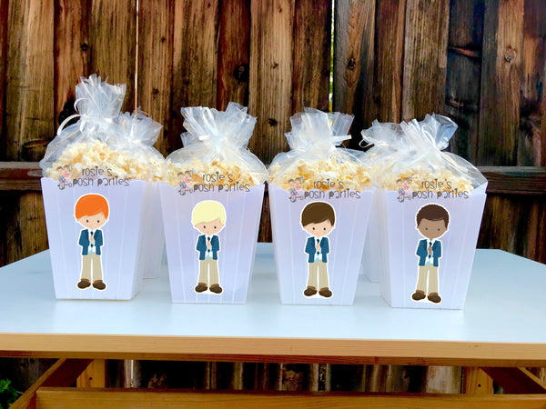 First Communion Boy Popcorn Favor Bins