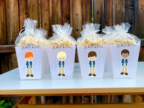 First Communion Boy Popcorn Favor Bins