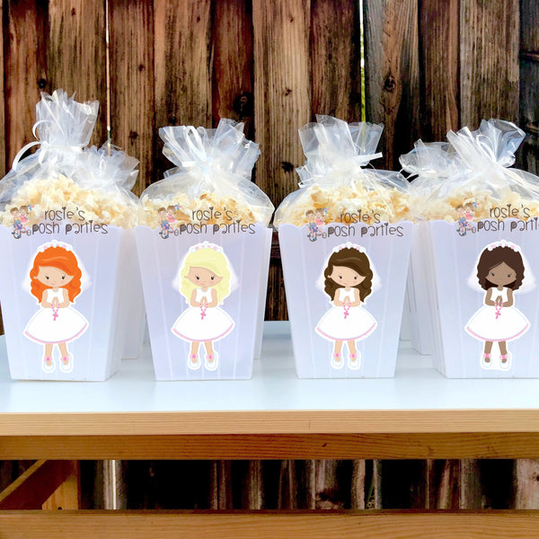 First Communion Holy Sacrament Girl Popcorn Bin Favors