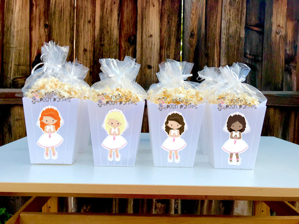 First Communion Holy Sacrament Girl Popcorn Bin Favors