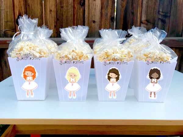 First Communion Holy Sacrament Girl Popcorn Bin Favors