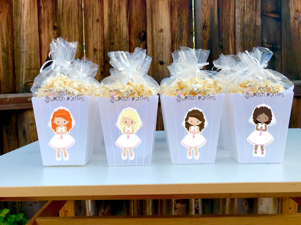 First Communion Holy Sacrament Girl Popcorn Bin Favors