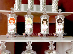 First Communion Religious Girl Theme Apothecary Favor Jars SET OF 12